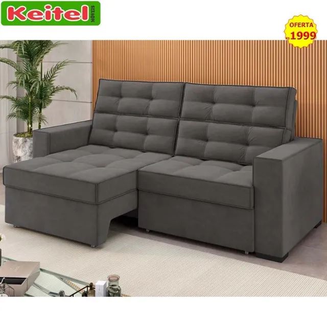 Sofá Retrátil e Reclinável 3 Lugares Berlim Cor Chumbo