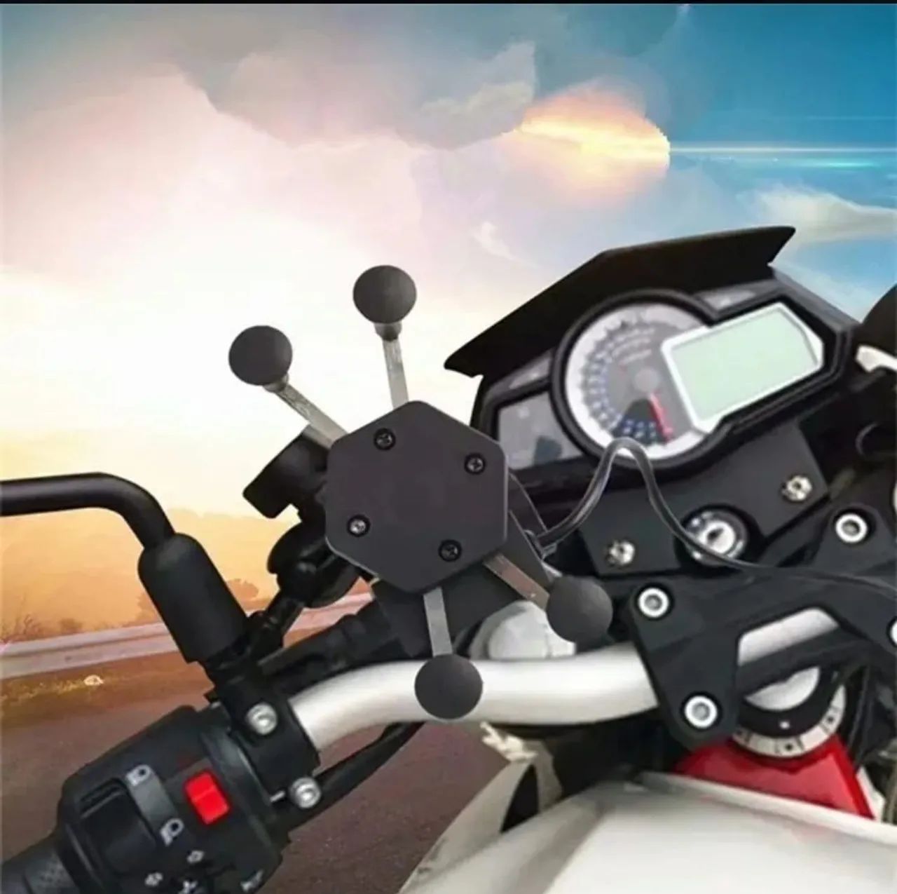 Carregador e Suporte Celular Gps Para Moto Fixa Mesa ou Retrovisor - Foto 2