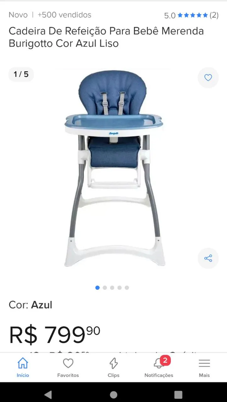 Cadeira de Refeição Burigotto Merenda Azul