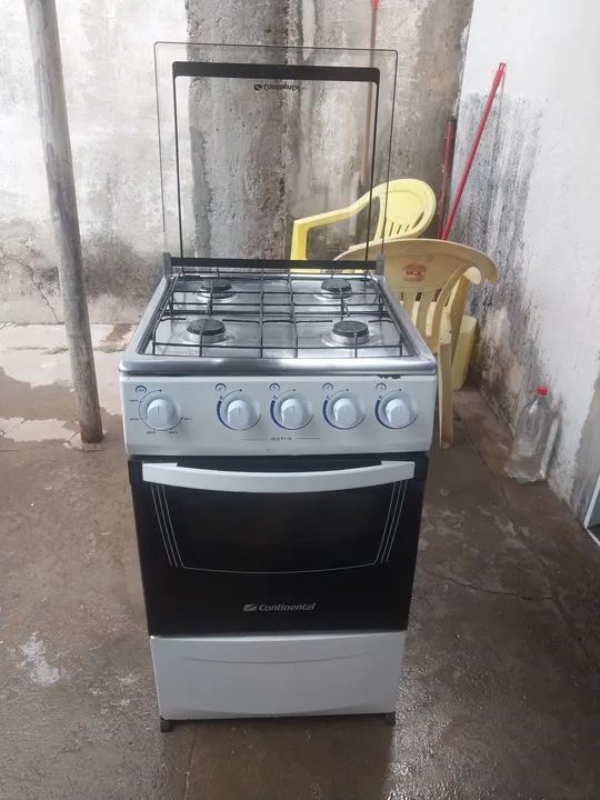 Fogão Continental 4 Bocas Com Vidro
