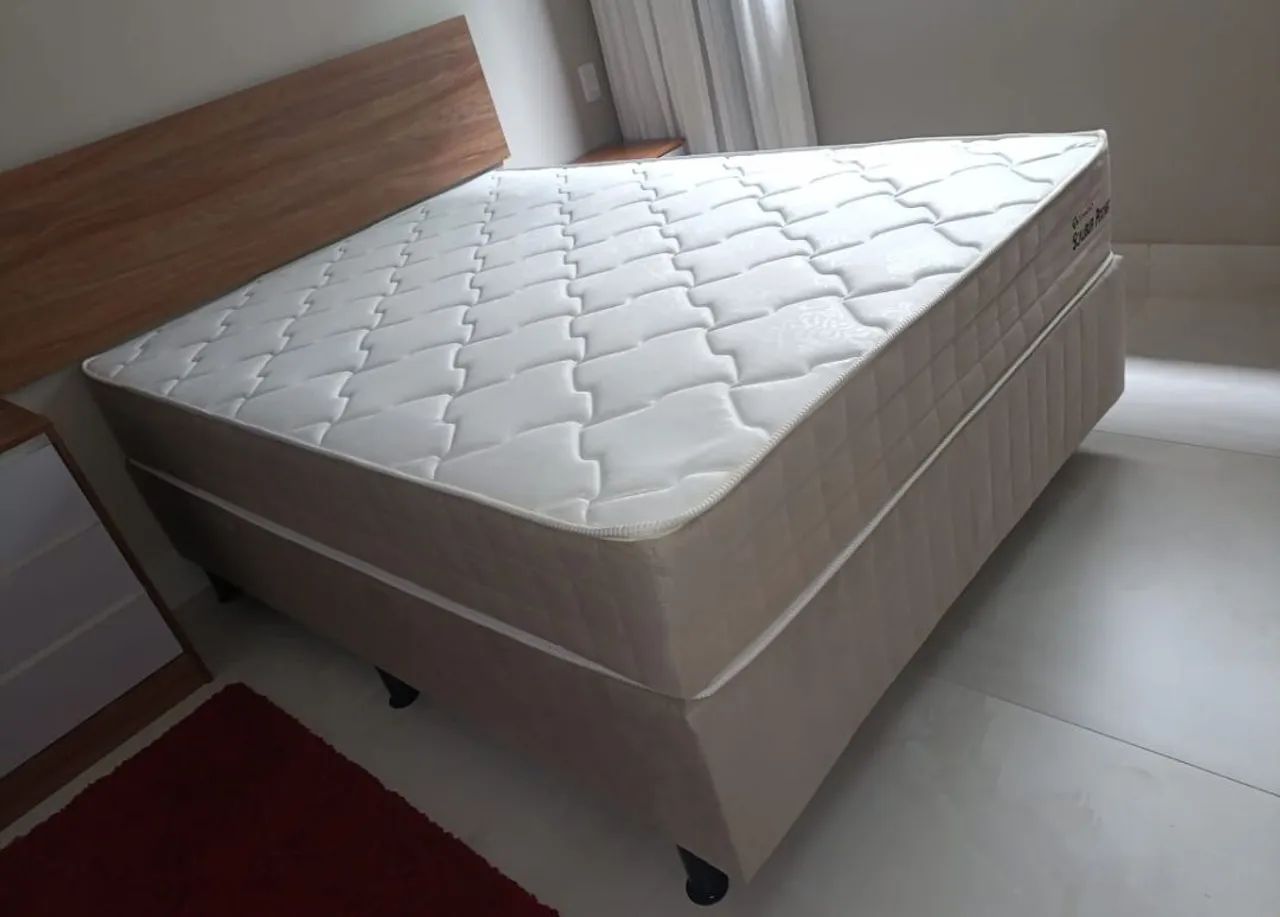 Cama box molas ensacadas bege ou preta pronta entrega 