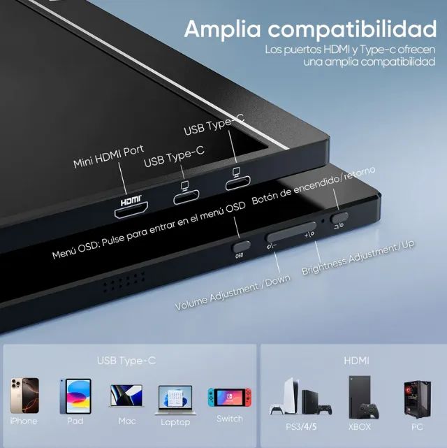Monitor Portátil Arzopa 17,3? FHD IPS 1080p - HDMI e USB-C Modelo A1M - Foto 6