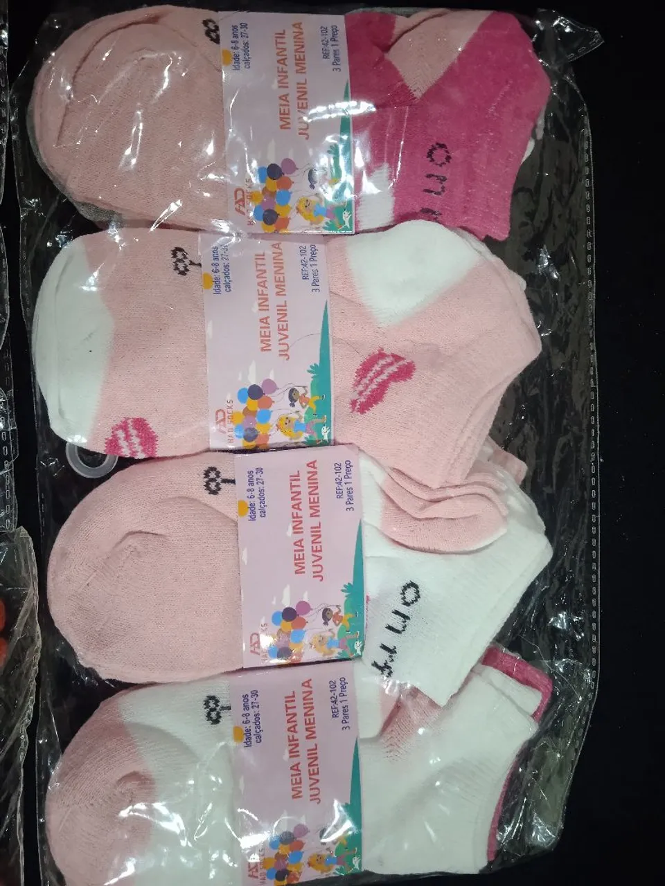 Meias Infantis para Meninas - Pacote com 12 Pares