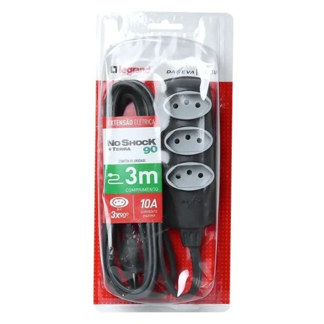 Extensao Noshock 90 Pp 3X0,75 2P+T 10A Grafite 3 Metros Dn1907