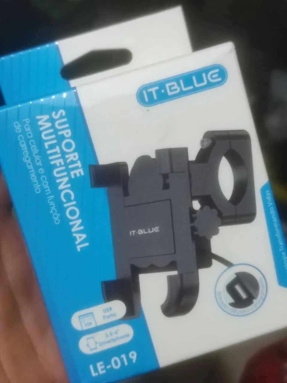Suporte de celular p Moto/Bike -BLUE  com carregamento USB