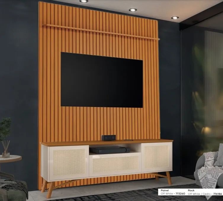 Painel Arbo + Rack Darín Cedro tt87