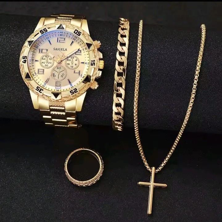 Kit Masculino: Relógio, Corrente, Pulseira, Anel e Carteira - Foto 3