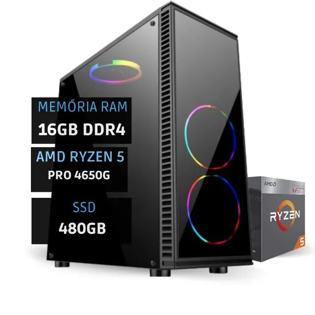 PC Gamer Ryzen 5 4650G - 16Gb DDR4 - SSD 480Gb - Radeon Vega 6 -Loja Coimbra Computadores