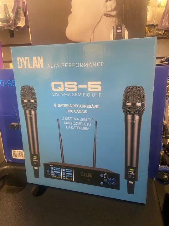 Microfone Sem Fio Duplo Dylan QS-5 Bateria Recarregável - Foto 3