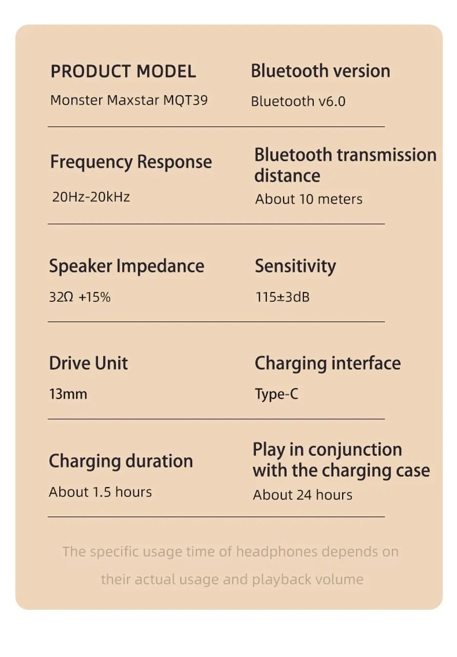 Fone Bluetooth original Monster Maxtar Mqt39 Bt 6.0 - Foto 6