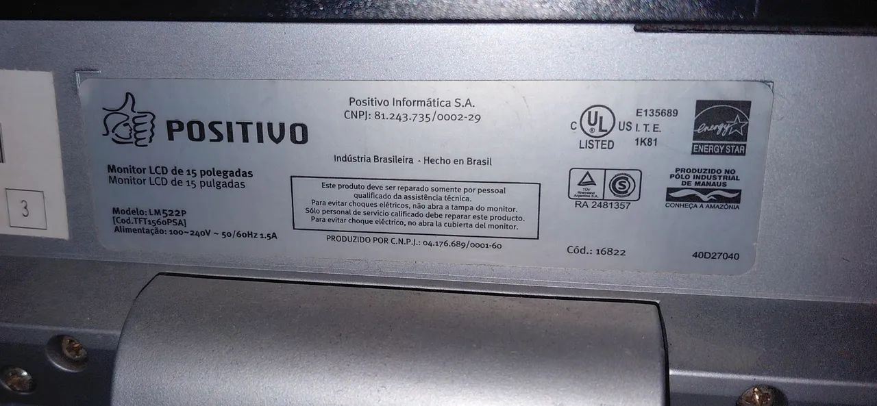 Monitor Positivo 15 polegadas  - Foto 3