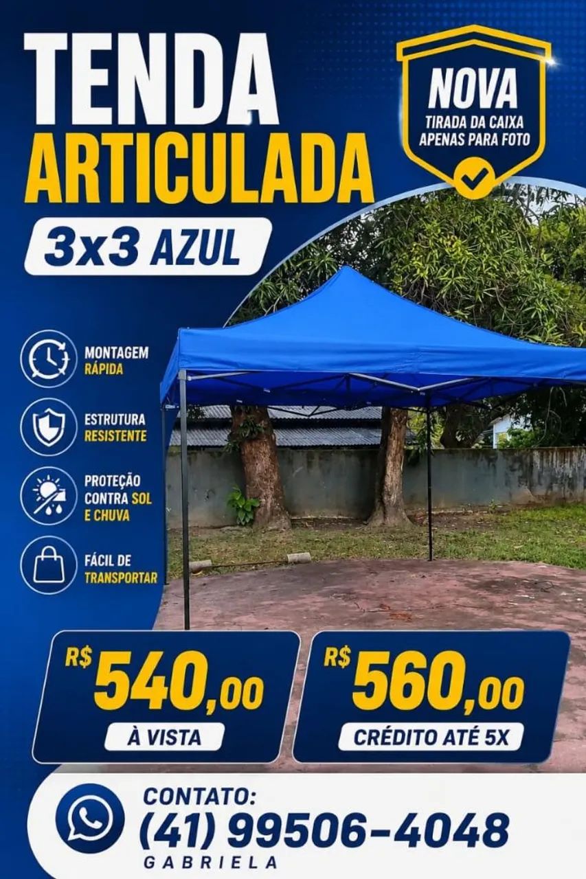 Tenda Articulada 3x3 Gazebo, NOVO 