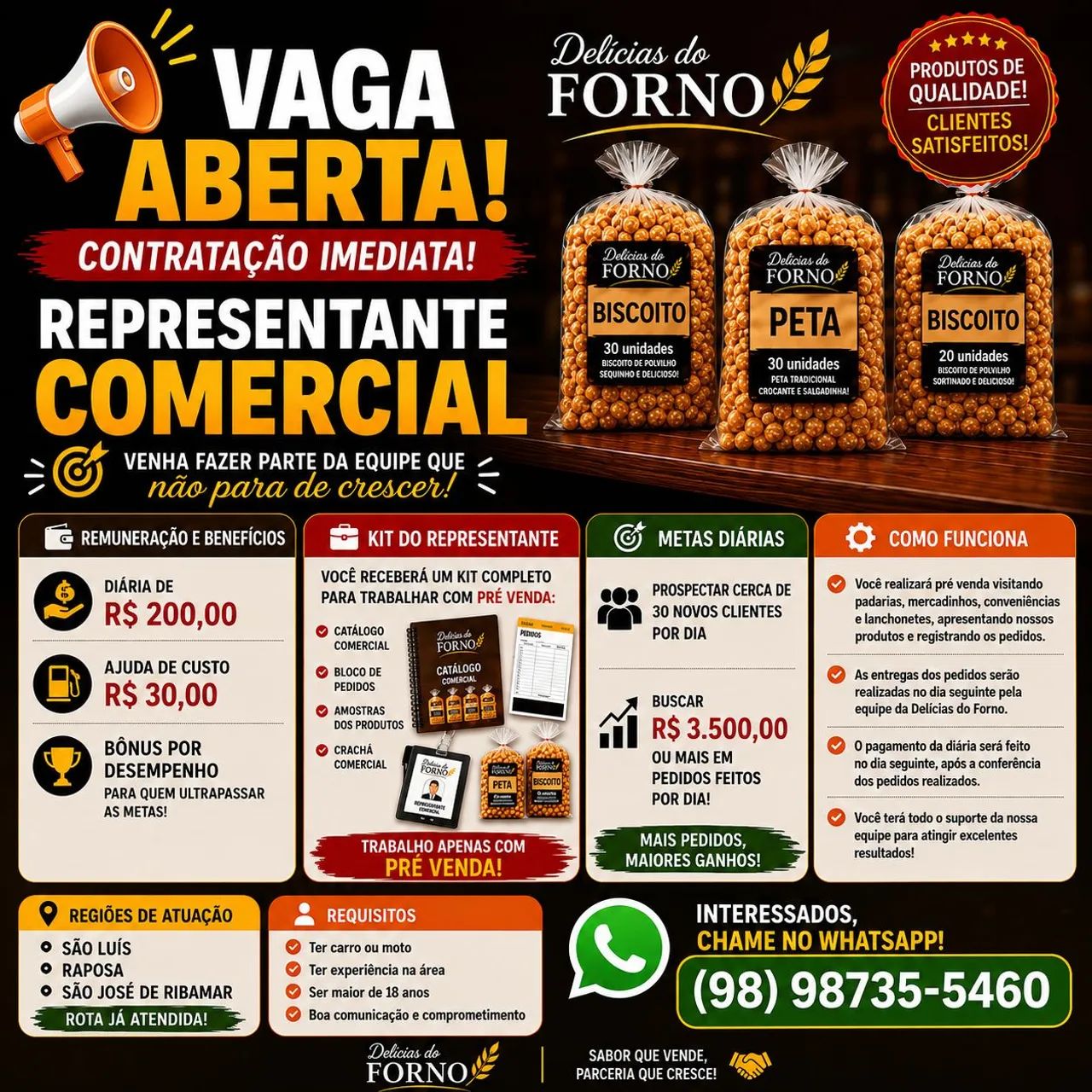 VAGA PARA REPRESENTANTE COMERCIAL 