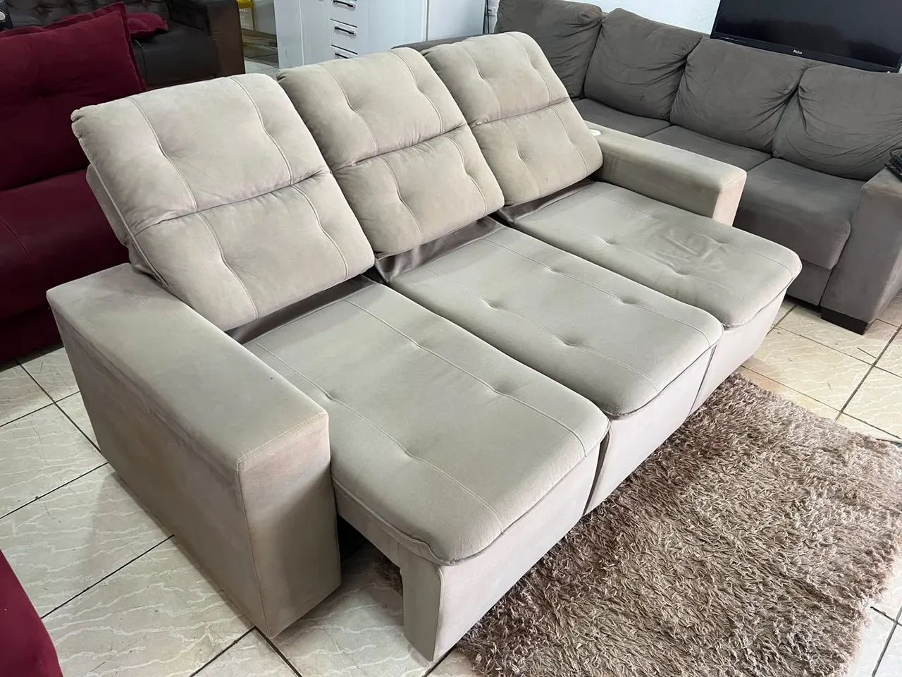 Sofá retrátil e reclinável molas ensacadas com 3 entradas USB ((ENTREGO GRATIS)) - Foto 5