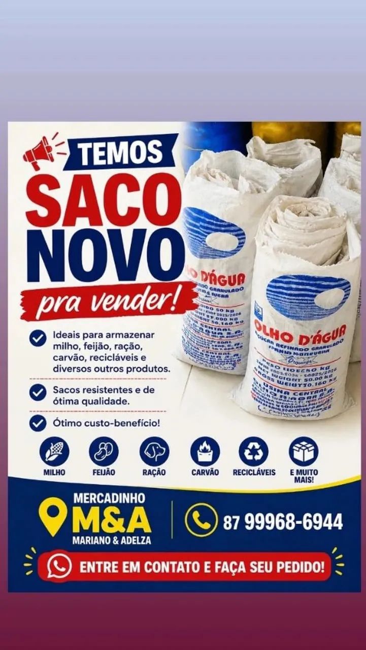 Saco novo pra vender 