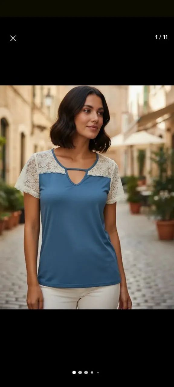 Blusa Azul Renda - Siberian