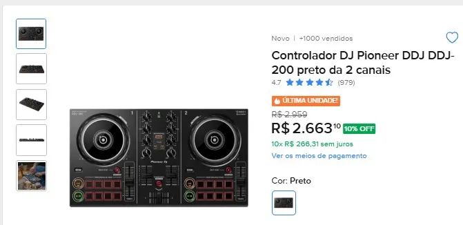 DJ PIONEER DDJ 200 + pacote preimium virtual DJ e RecordBox