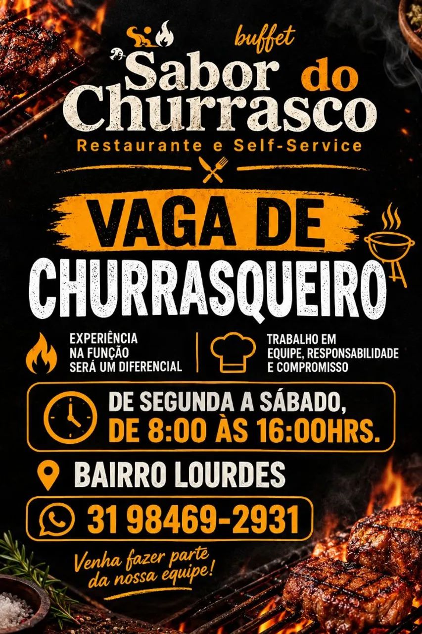 Contrata se churrasqueiro.