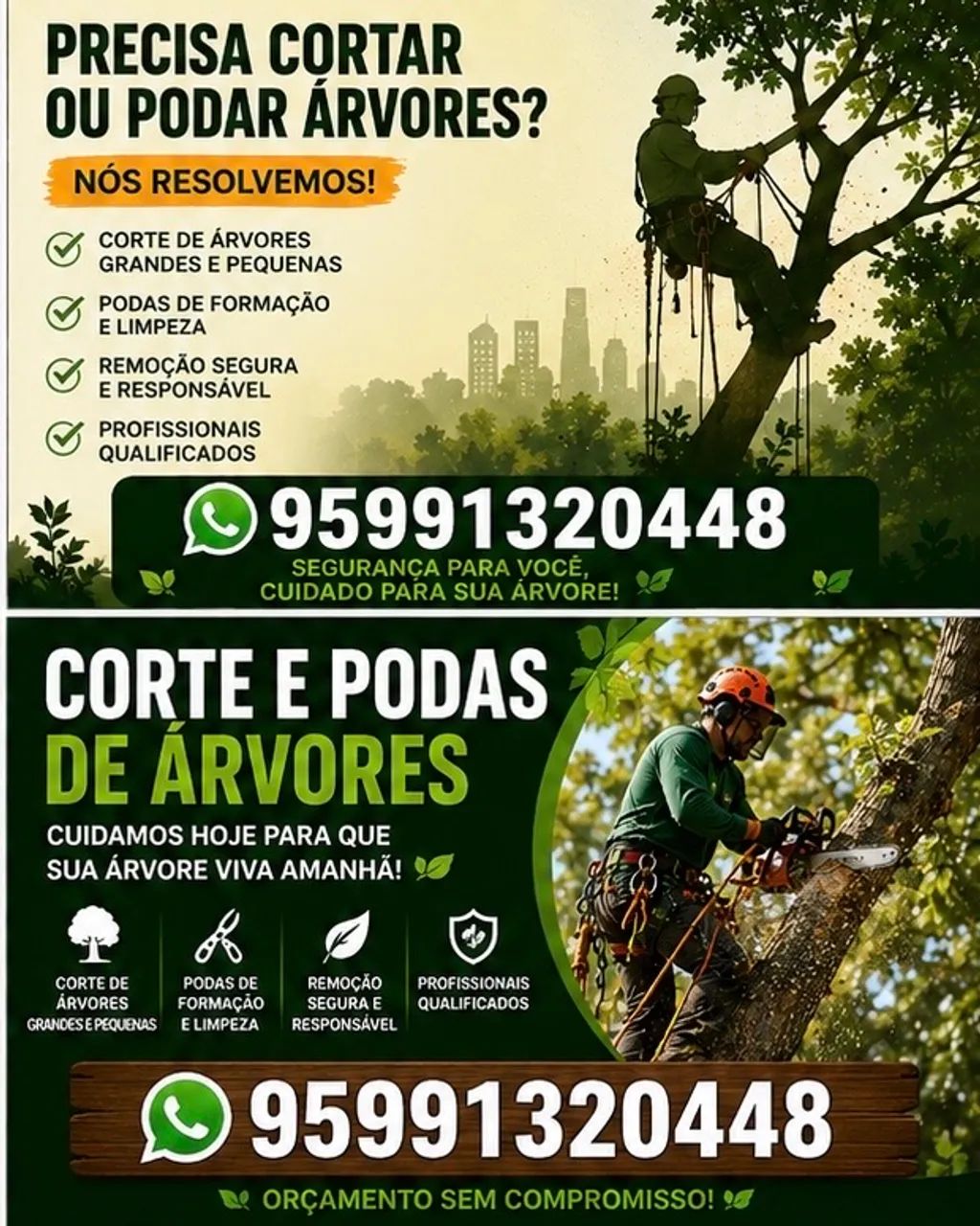 Motosserra cortes e podas de árvores