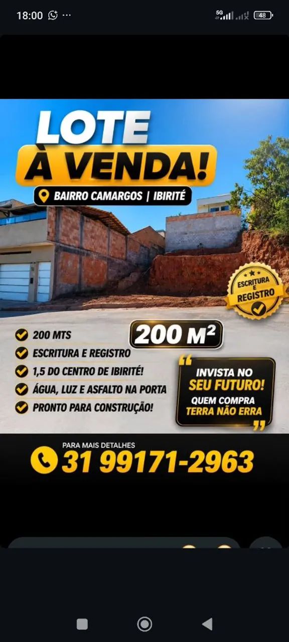 Vendo lote Ibirité 