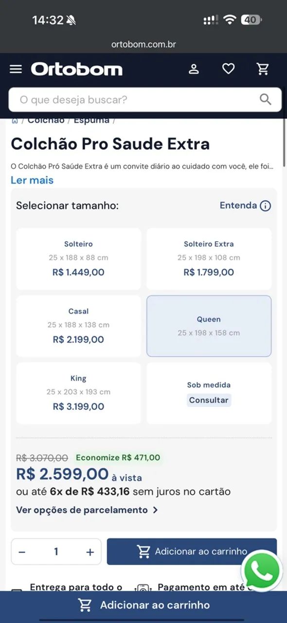 Colchão Pro Saude Extra Ortobom - Foto 4