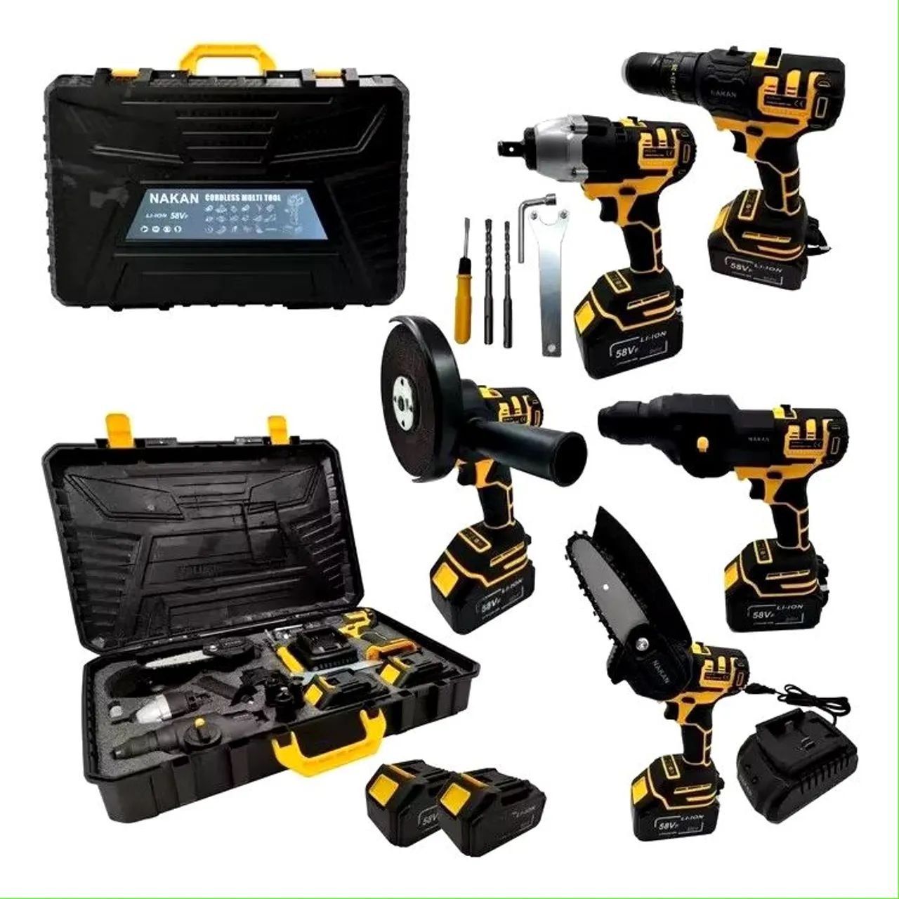 K.C　 5体セット Kit Ferramentas 5 em 1 Furadeira Parafusadeira Motosserra Chave
