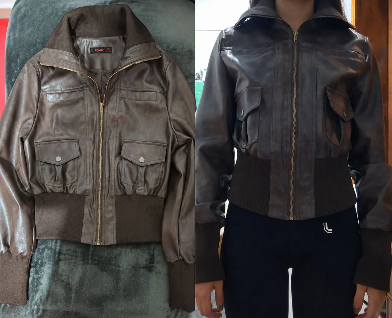 Jaqueta feminina estilo couro marrom  - Foto 4