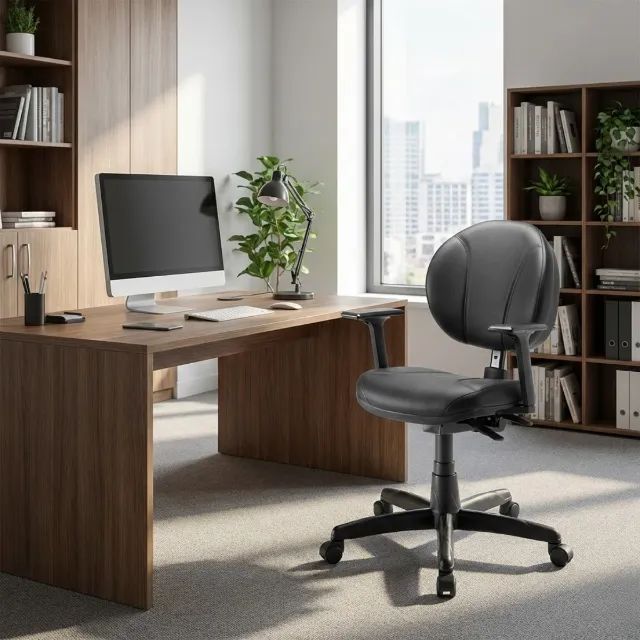 Cadeira Executiva Back System Operativa Braços Reguláveis Corino Preto Modelo 32987