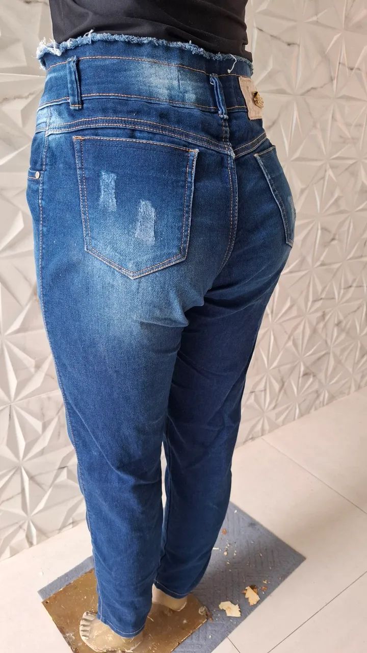 Calça jeans escuro 38/40 feminina - Foto 3