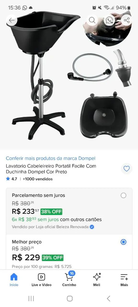 Lavatório portátil de salão de beleza 
