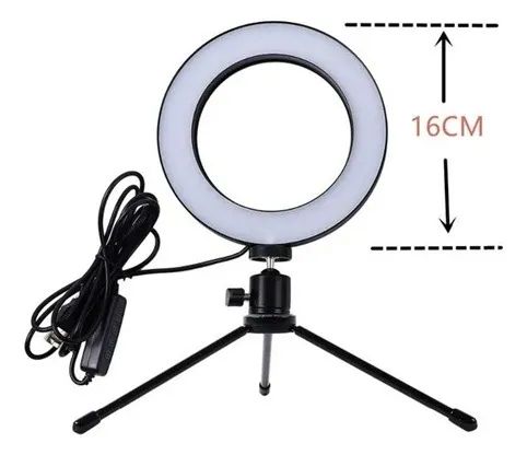 Ring Light 6 Polegadas 16cm 10w Usb Led Tripé Mesa - Foto 4