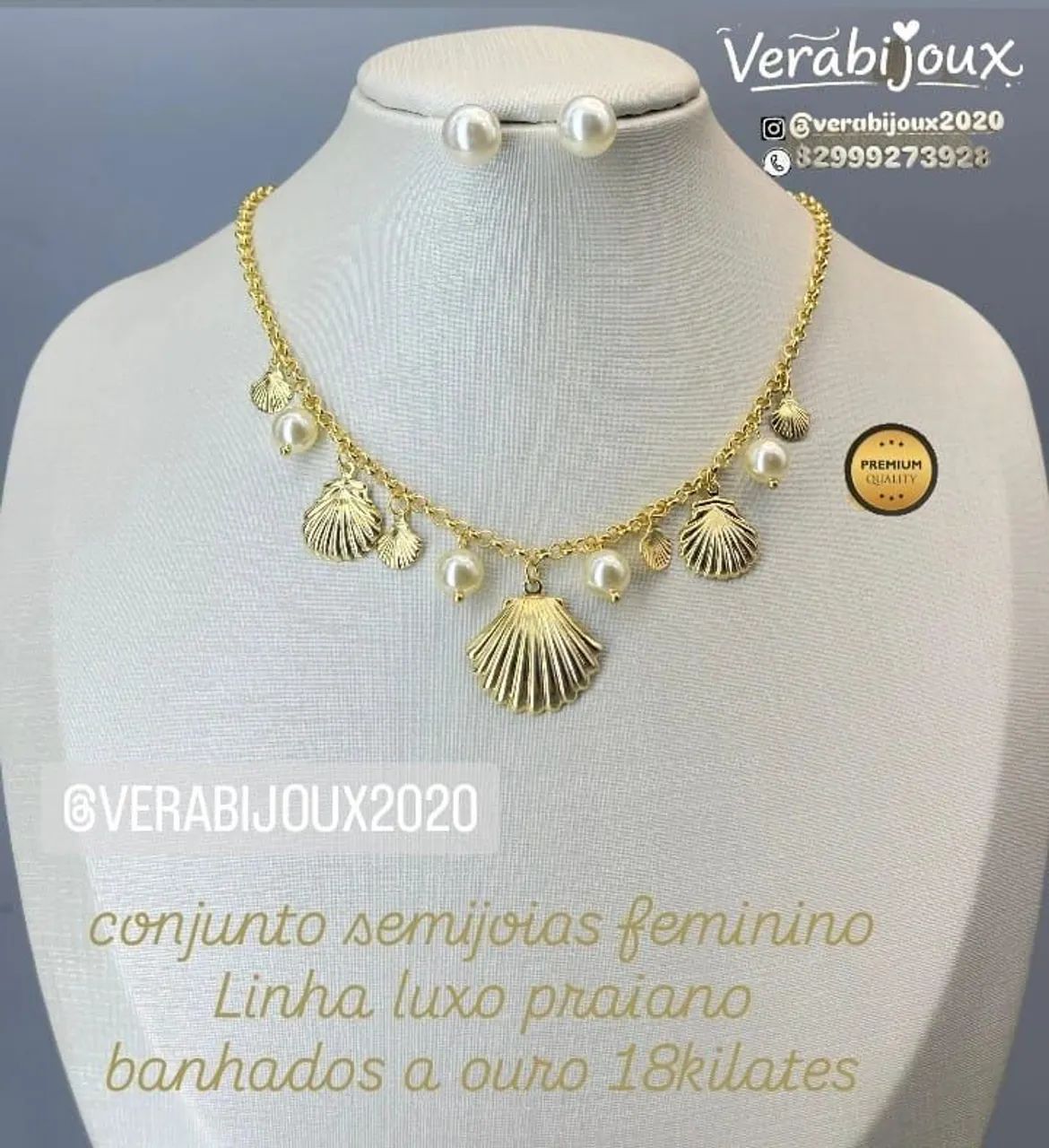 CONJUNTO SEMIJOIAS FEMININAS BANHADAS A OURO 18K 