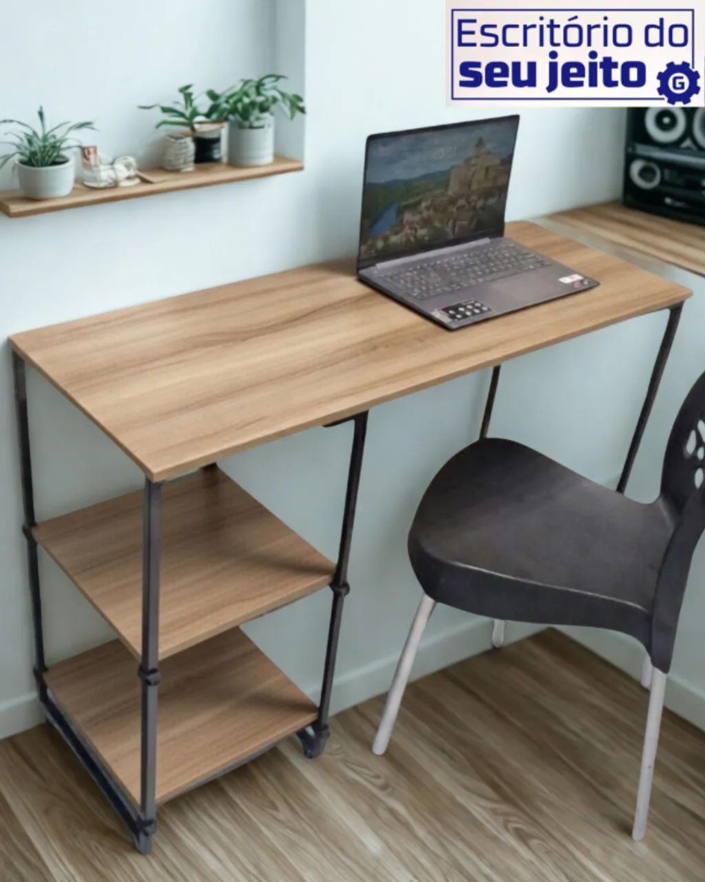 Mesa de Estudo 1,1m NOVA Multiuso Industrial para Notebook Escritório Computador Birô - Foto 3