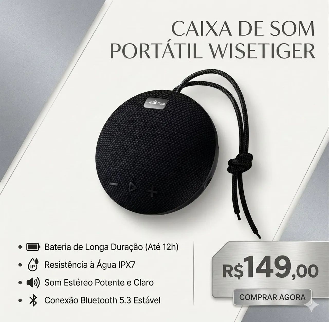 Caixa de Som Bluetooth Wisetiger C200 Premium (Original e Lacrado)
