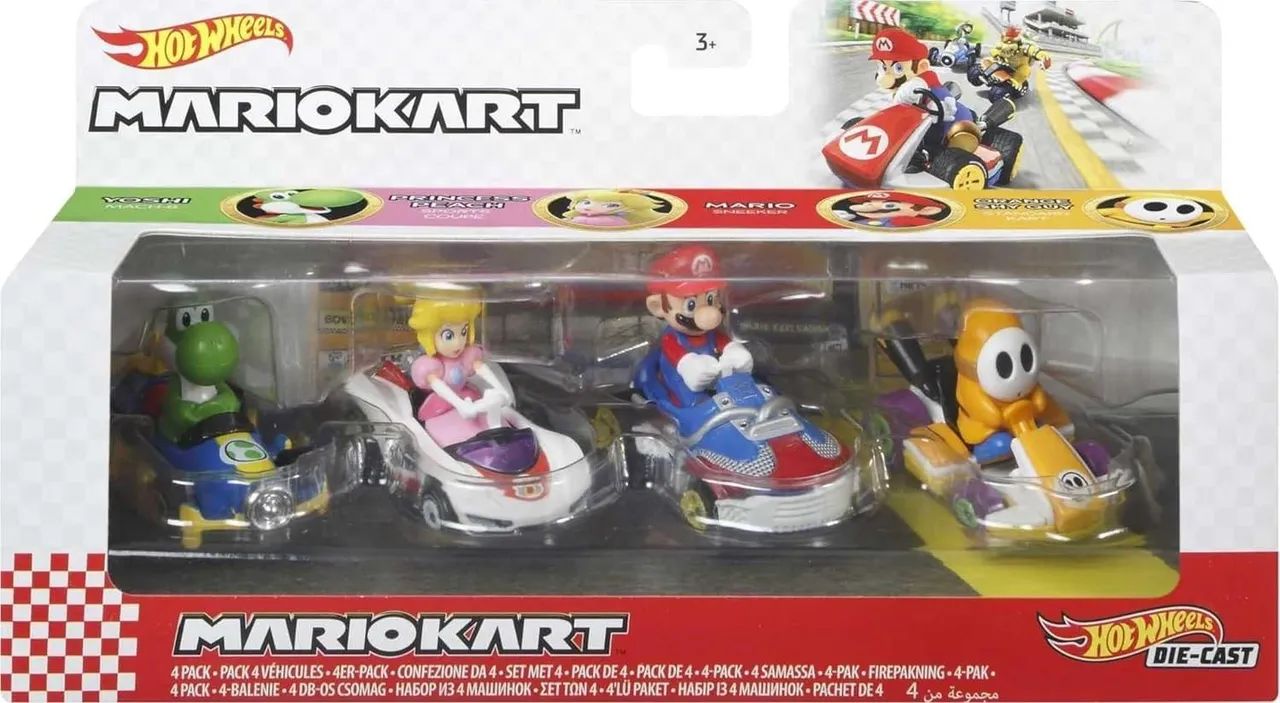 Hot Wheels Mario Kart 4 Pack The Super Mario Bros
