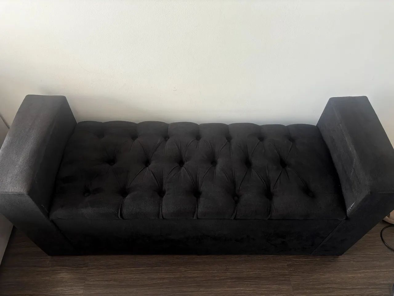Recamier Baú Casal Capitonê Suede Preto - Excelente Espaço Interno - Foto 3