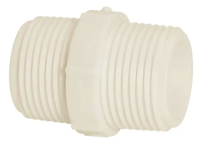 níple plástico branco 3/4" x 3/4" rosca bsp sem o'ring npb34