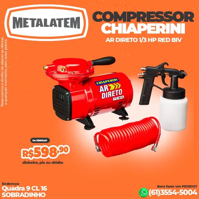 Compressor de Ar Direto Chiaperini 1/3 HP RED Bivolt