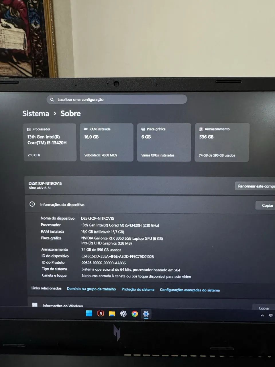 Notebook gamer acer nitro V15 - Foto 3
