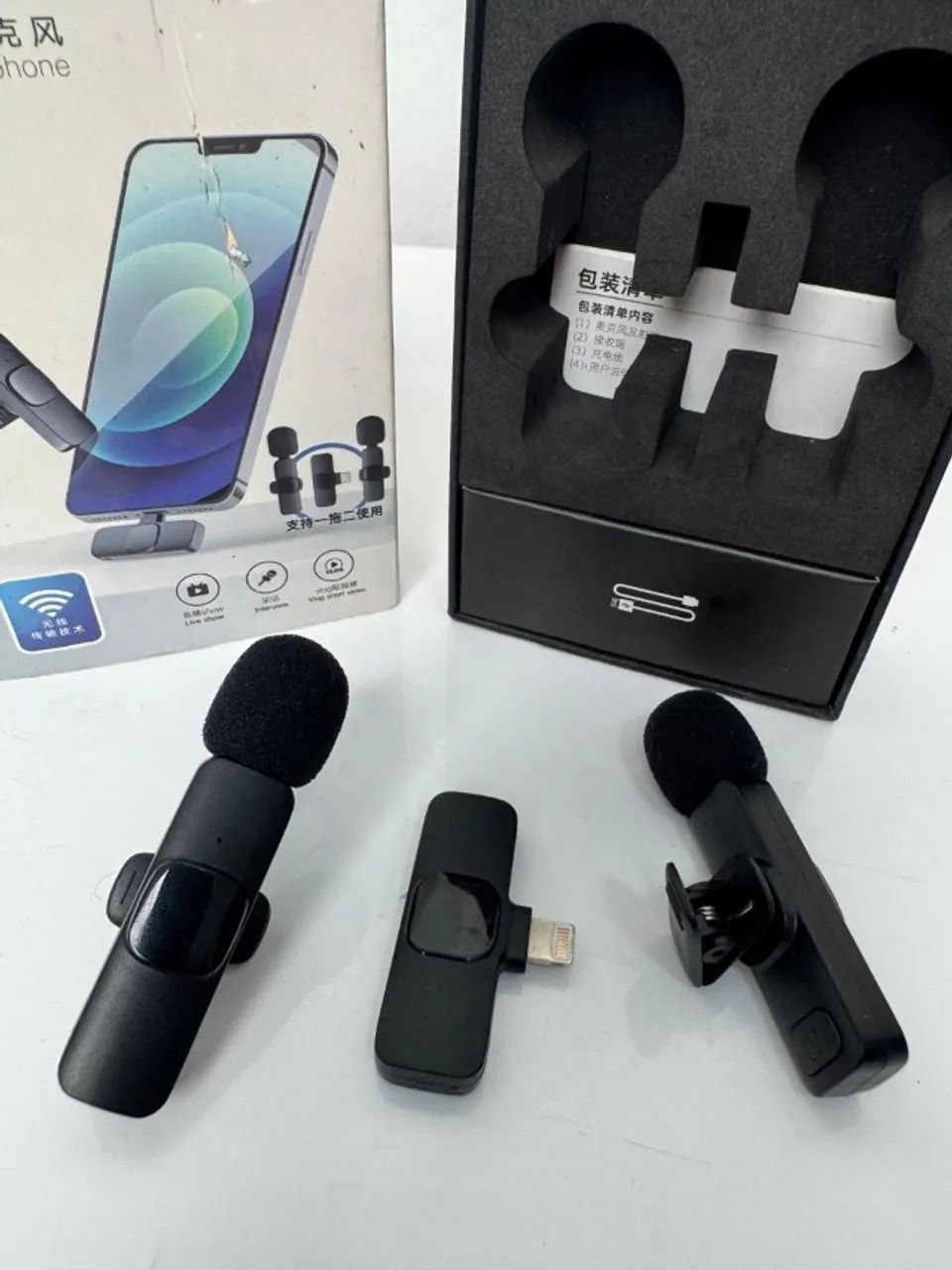 Microfone duplo De Lapela Sem Fio Para Iphone Com Alta Qualidade - Foto 4