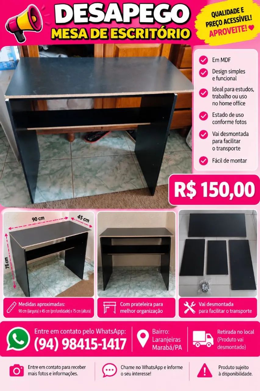Mesa escritório mdf