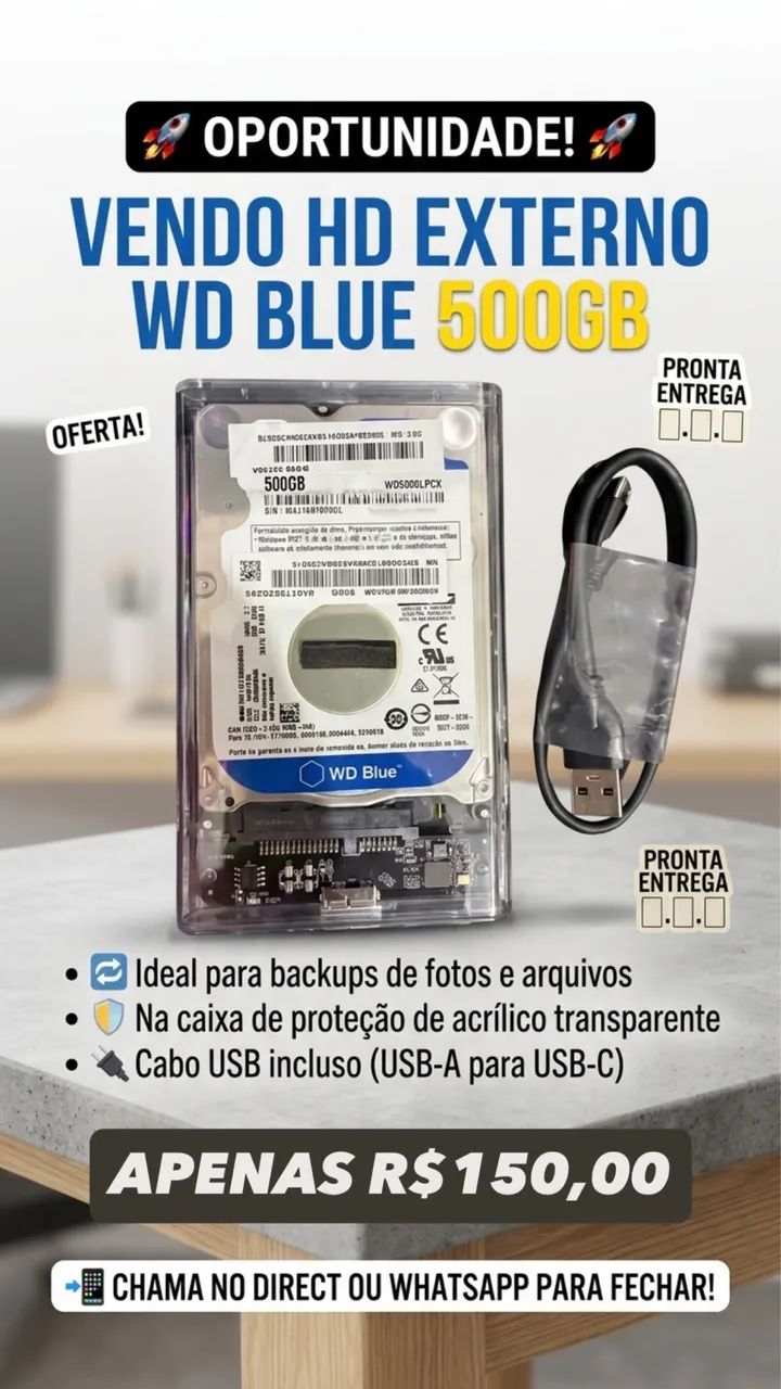 Hd externo vários tamanhos