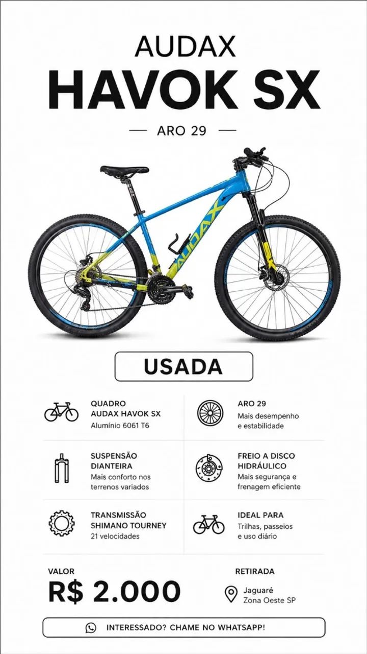 Bicicleta Aro 29 Audax  Havok  SK