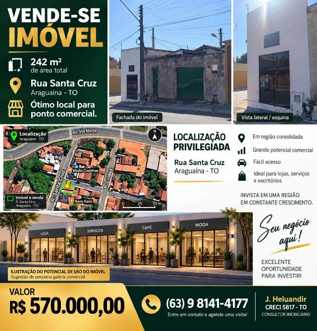 CASA LOTE ARAGUAINA COM PONTO COMERCIAL - 242 M²