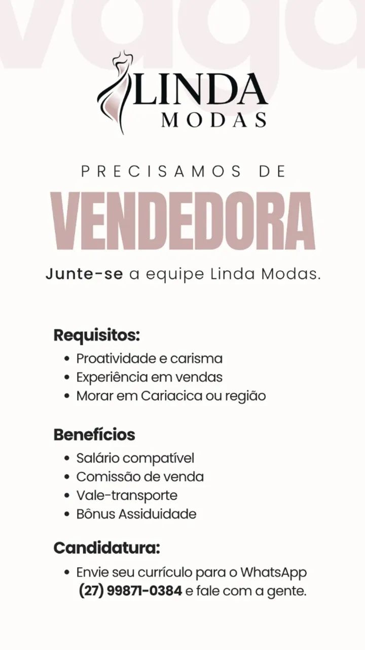 Vaga de Vendedora