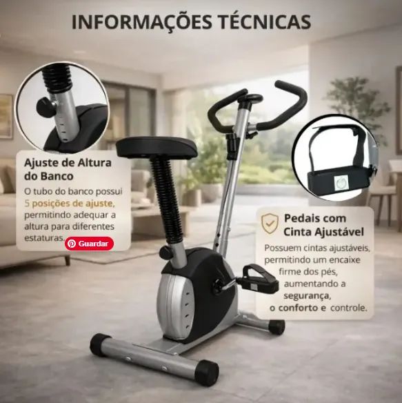 Bicicleta Ergométrica Vertical Preta E Cinza Residencial (Usado) - Foto 5