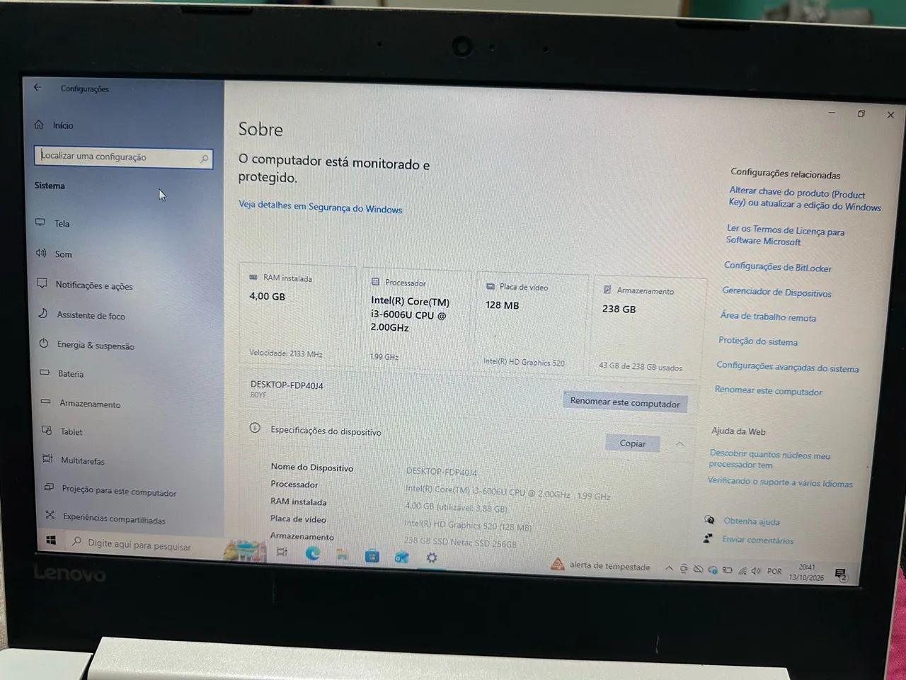 Notebook Lenovo IdeaPad 320 Intel Core i3 - Funcionando - Foto 5