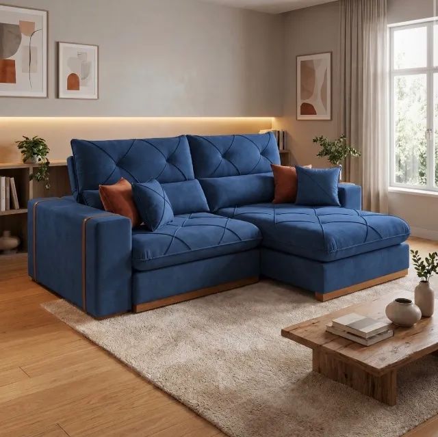 Sofá Retrátil e Reclinável Azulenne 250 cm