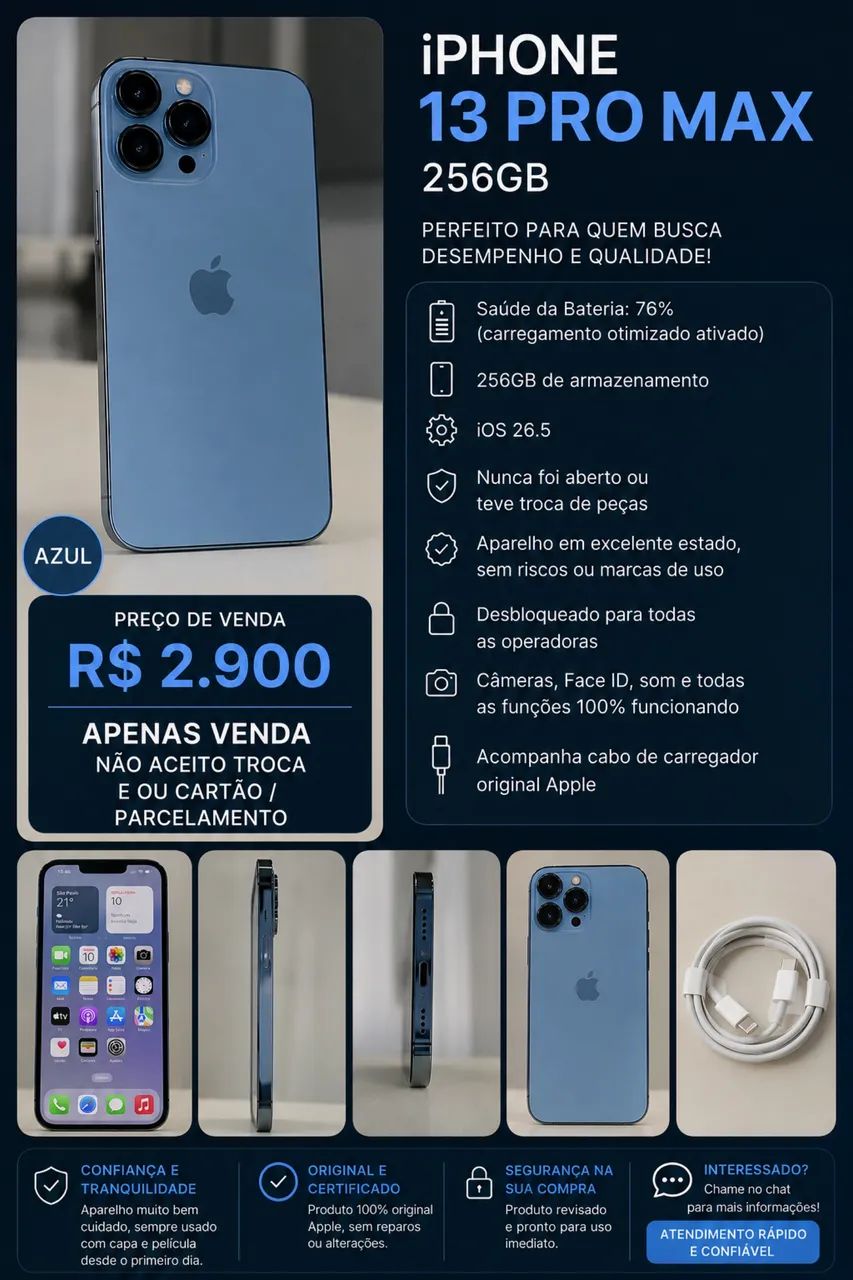 iPhone 13 Pro Max - 256gb azul 