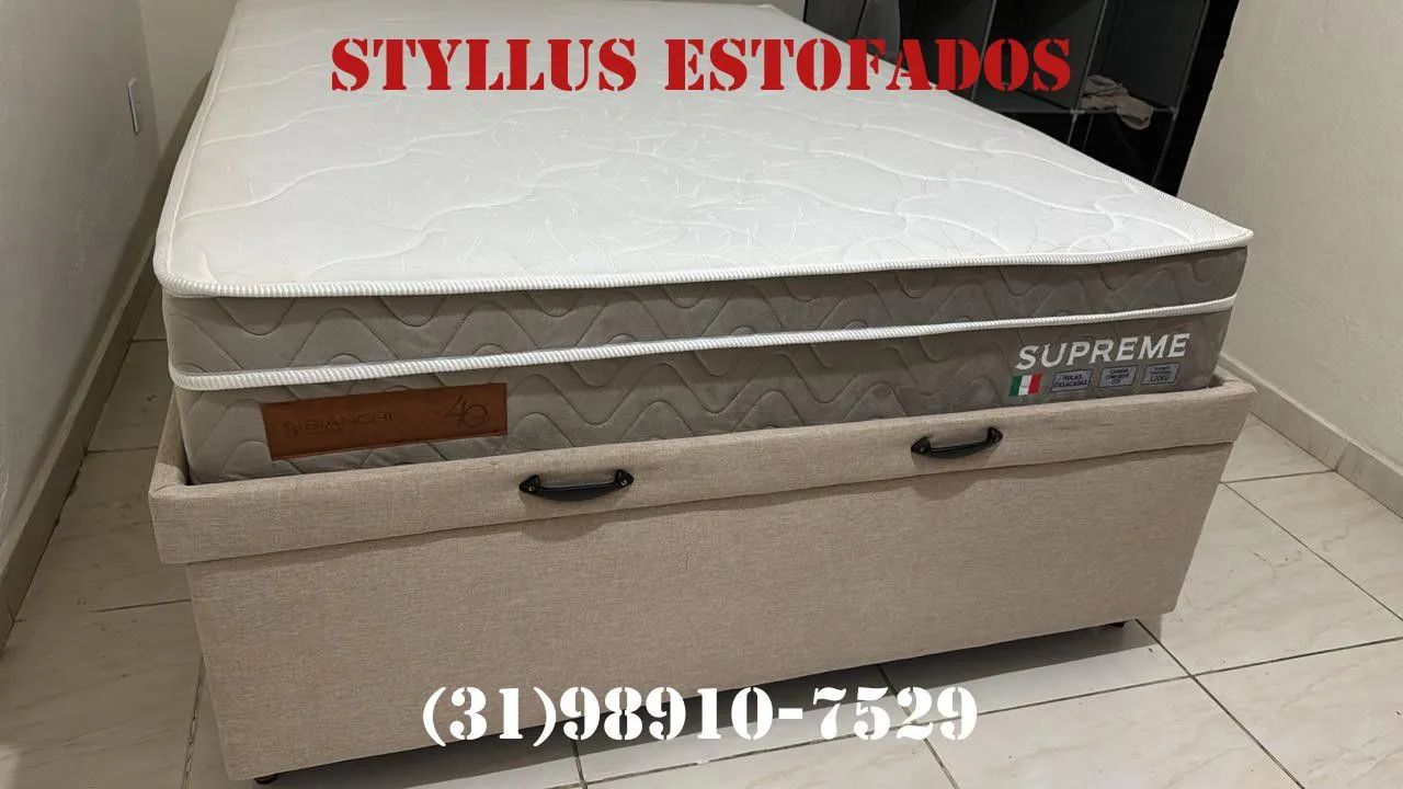 Cama box baú casal com colchão de molas ensacadas 